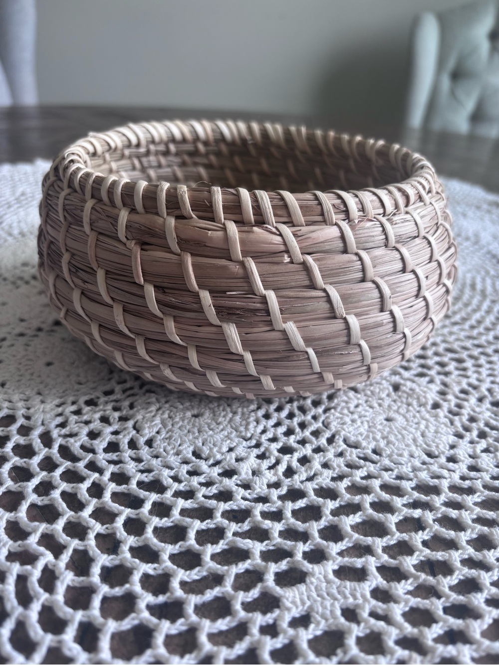 VINTAGE HANDWOVEN SWEETGRASS COIL WOVEN GULLAH 1960’S Basket Bowl